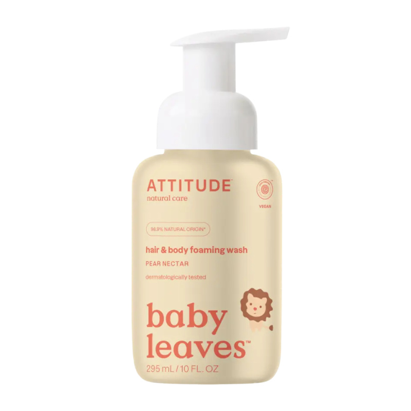 ATTITUDE Dětská mycí pěna  (2 v 1) Baby leaves s vůní hruškové šťávy 295 ml