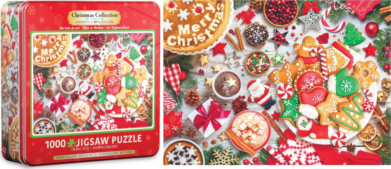 EUROGRAPHICS Puzzle v plechové krabičce Vánoční stůl 1000 dílků