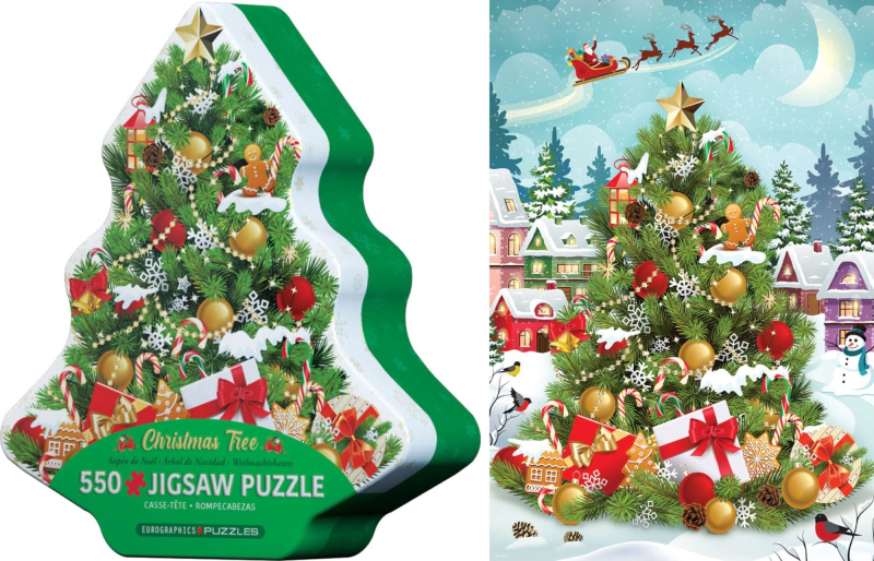EUROGRAPHICS Puzzle v plechové krabičce Vánoční stromeček 550 dílků