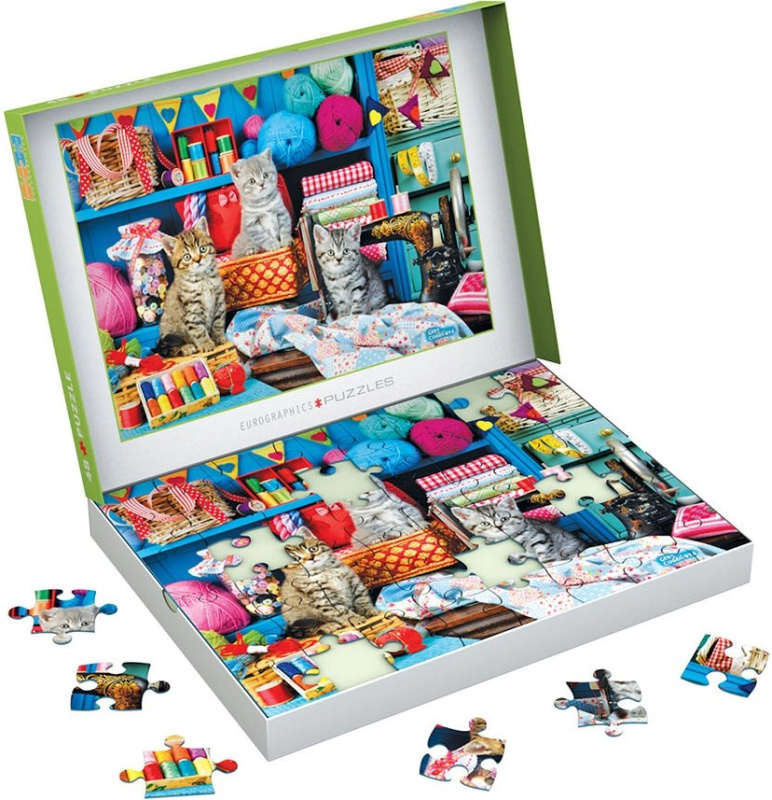 Puzzle EUROGRAPHICS Connecting Pieces Kočičí pletení 48 dílků