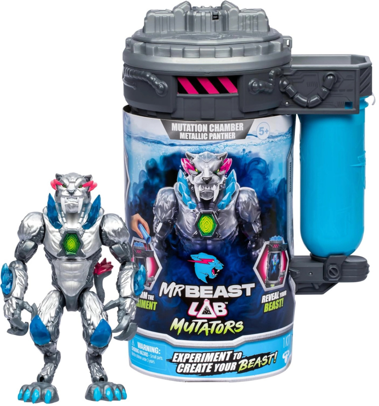 Figurka MRBEAST Lab Mutators Metallic Panther v kontejneru