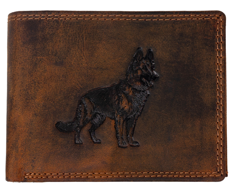 WILD Kožená peněženka - Vlčák - hnědá