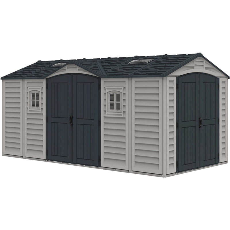 Plastový domek na nářadí Apex Pro, šedý, 485 x 248 x 234 cm, 12 m2