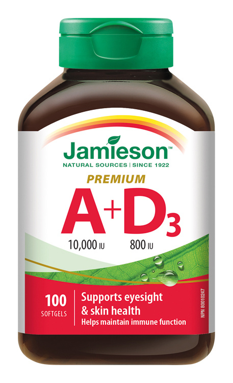 JAMIESON Vitamíny A+D3 10000/800 IU Premium 100 kapslí