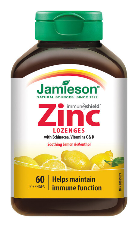 JAMIESON Zinek vitamin C+D3 příchuť citron a máta 60 pastilek