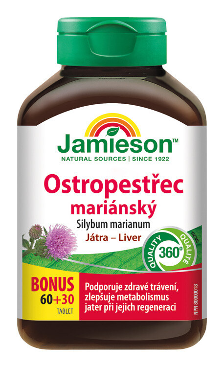 JAMIESON Silybum marianum - Ostropestřec mariánský 90 tablet