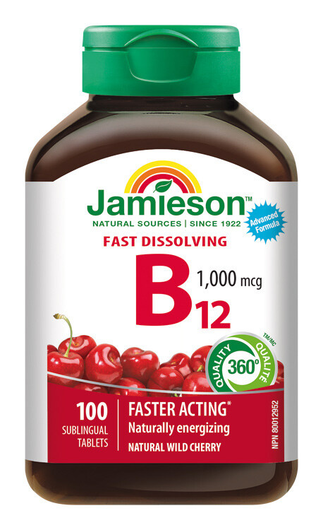 JAMIESON Vit.B12 1000mcg třešeň 100 tablet