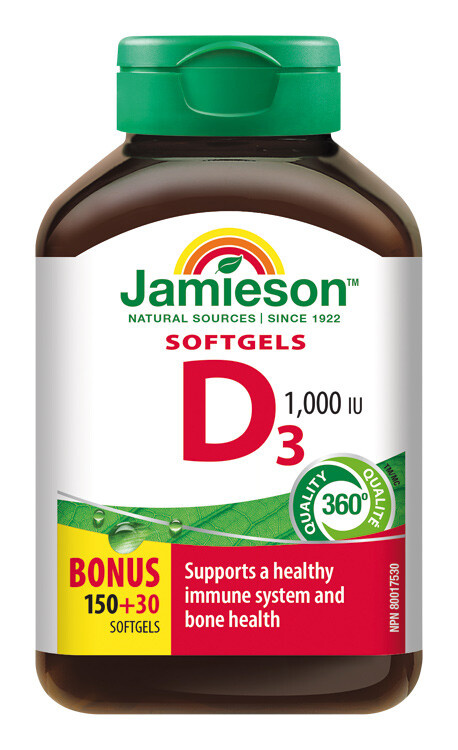 JAMIESON Vitamín D3 1000 IU 180 kapslí