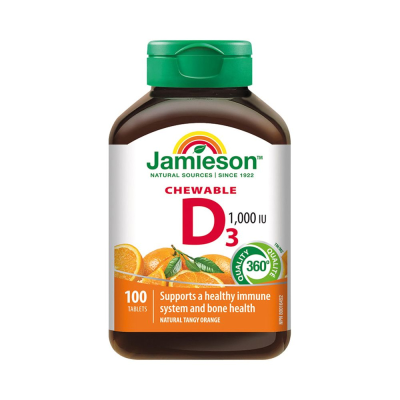 JAMIESON Vitamín D3 1000IU pomeranč cucací 100 tablet