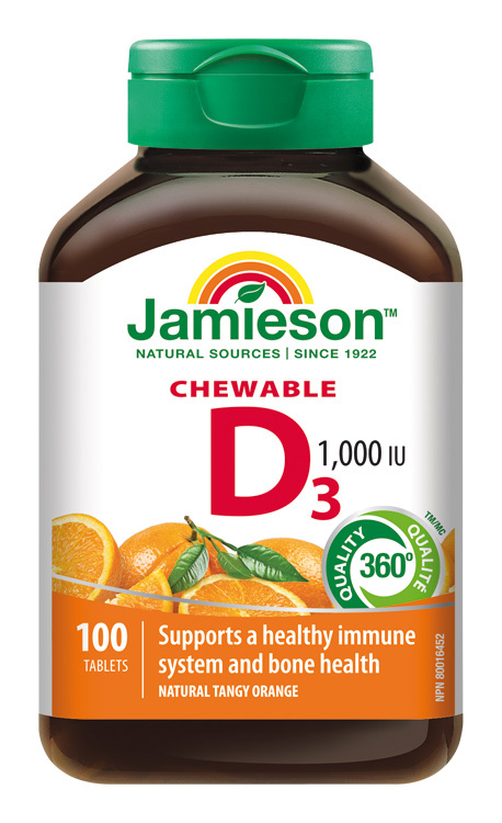 JAMIESON Vitamín D3 1000IU pomeranč cucací 100 tablet