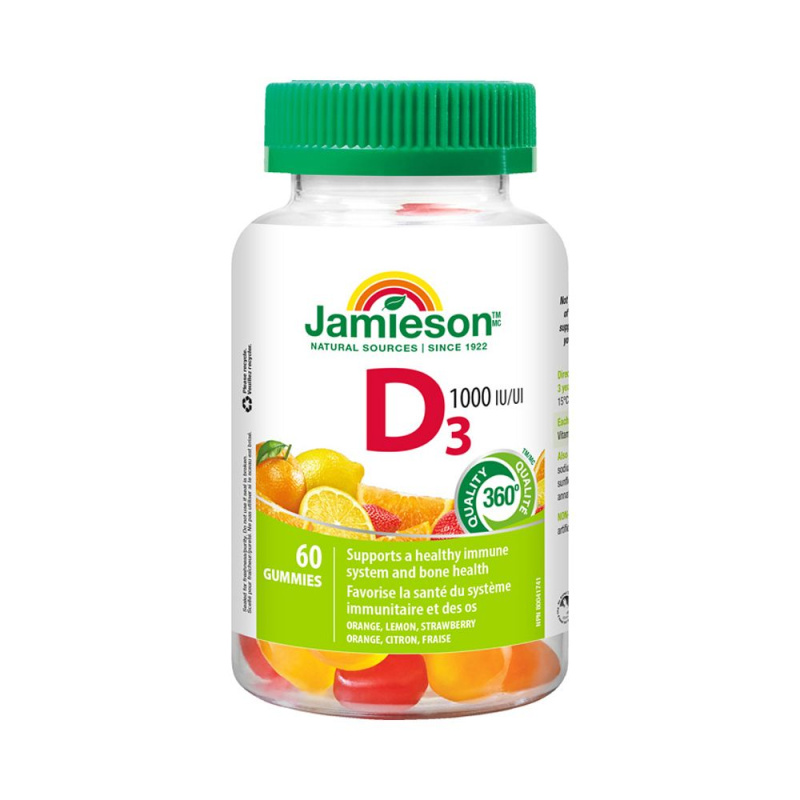 JAMIESON Vitamín D3 1000 IU Gummies 60 želatinových pastilek