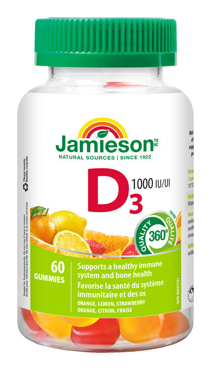 JAMIESON Vitamín D3 1000 IU Gummies 60 želatinových pastilek