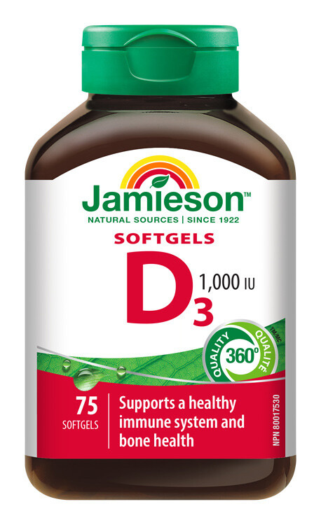 Jamieson Vitamín D3 1000 IU 75 kapslí