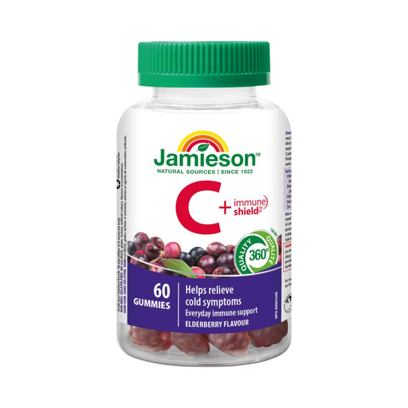 JAMIESON Vitamin C + immune shield gummies s příchutí bezu 60 pastilek