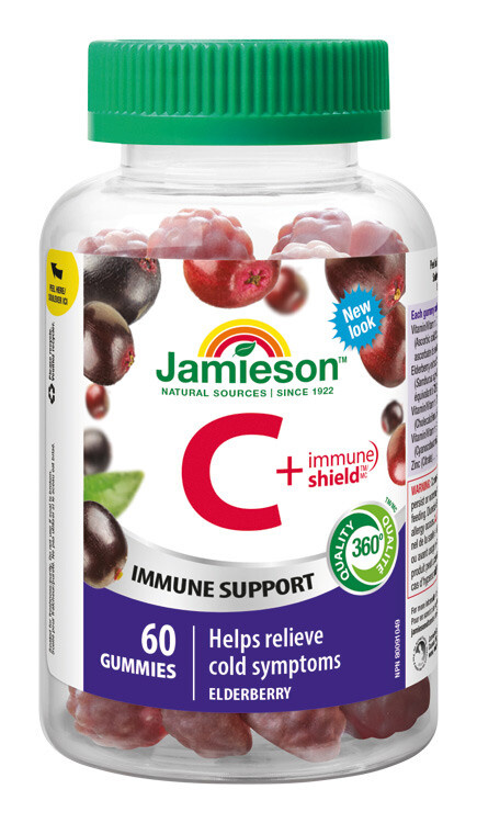 JAMIESON Vitamin C + immune shield gummies s příchutí bezu 60 pastilek