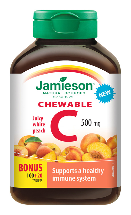 JAMIESON Vitamín C 500 mg broskev 120 žvýkacích tablet