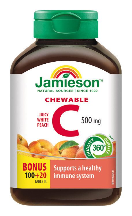 JAMIESON Vitamín C 500 mg broskev 120 žvýkacích tablet