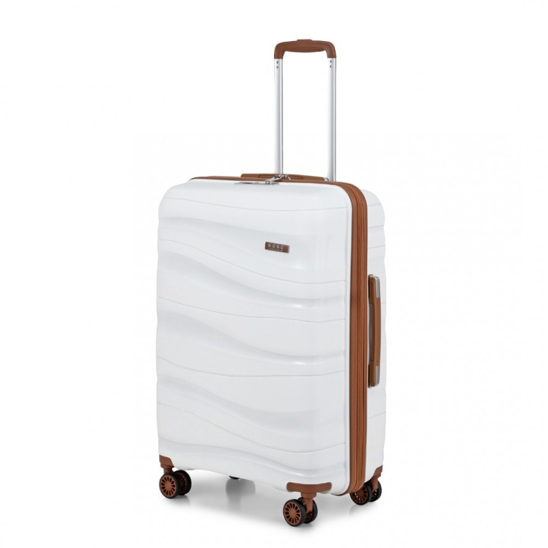 Kono K2094L Kufr spinner 66cm Krémový Polypropylen