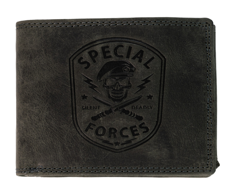 HL Luxusní kožená peněženka Special Forces - černá