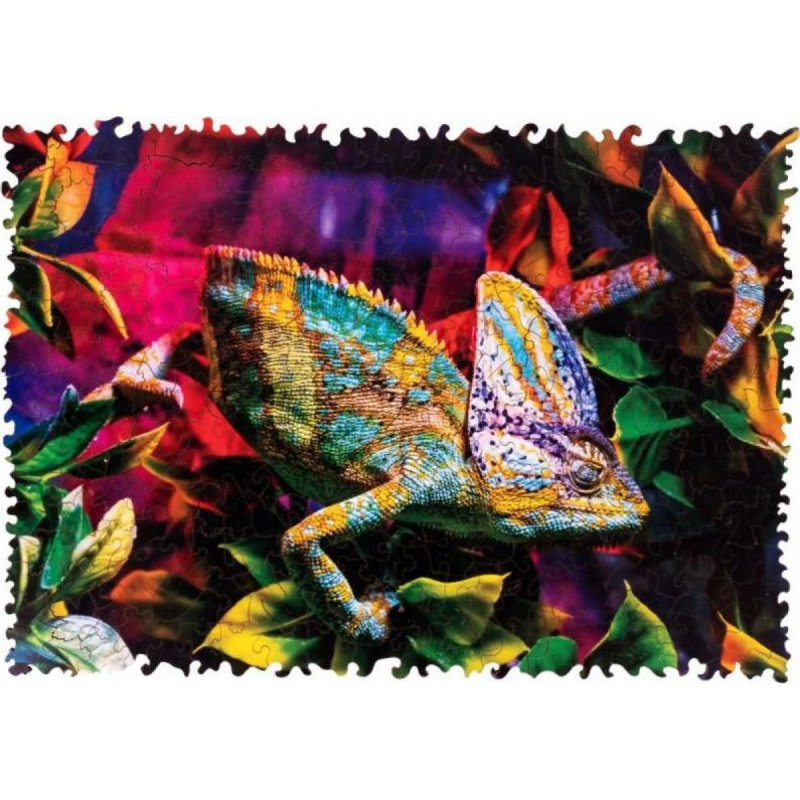 DŘEVĚNÉ BAREVNÉ PUZZLE - Úžasný chameleon