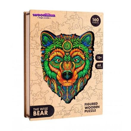 Dřevěné puzzle Moudrý medvěd