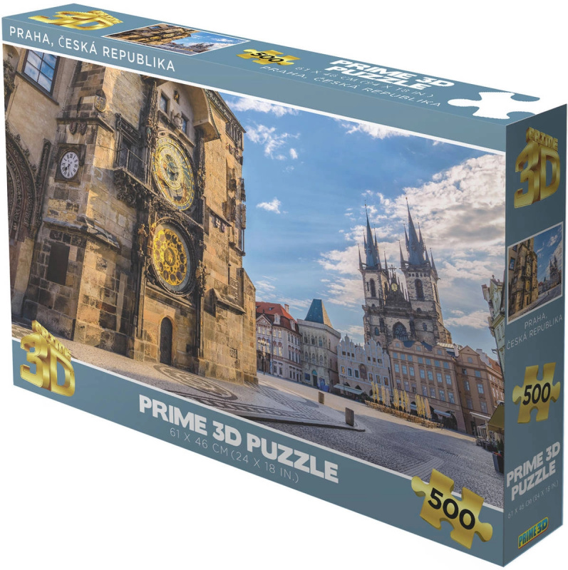 Prime 3D puzzle Česká republika: Praha (Staroměstské náměstí, orloj) 500 dílků, holografické