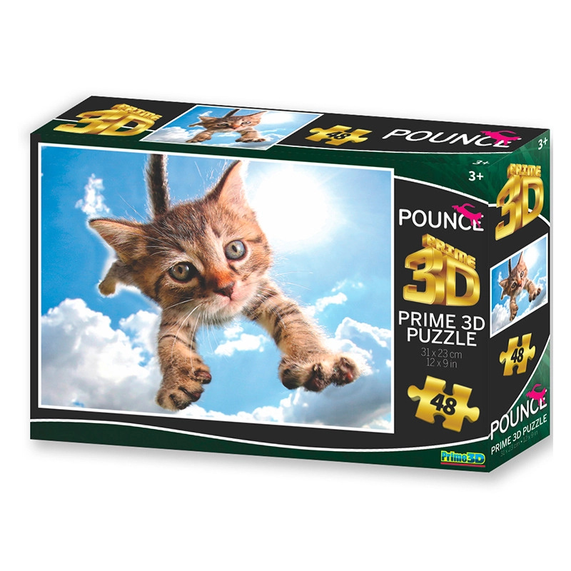 PRIME 3D Kotě v oblacích 3D 48 dílků