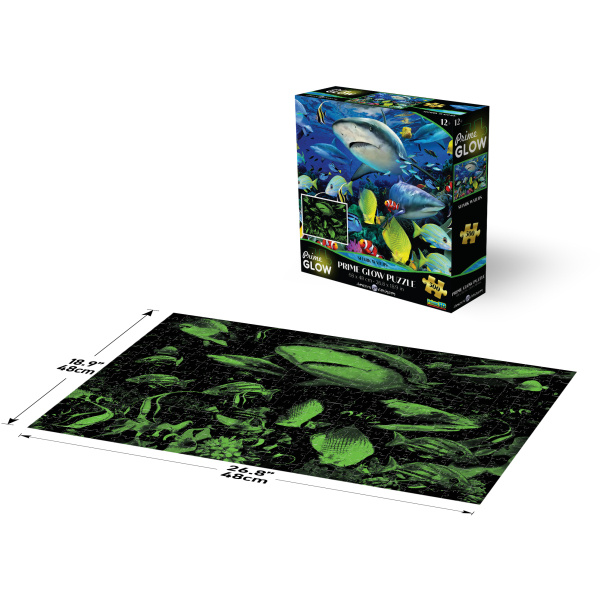 PRIME 3D Svítící PUZZLE - Neonové puzzle Žralok 500 dílků