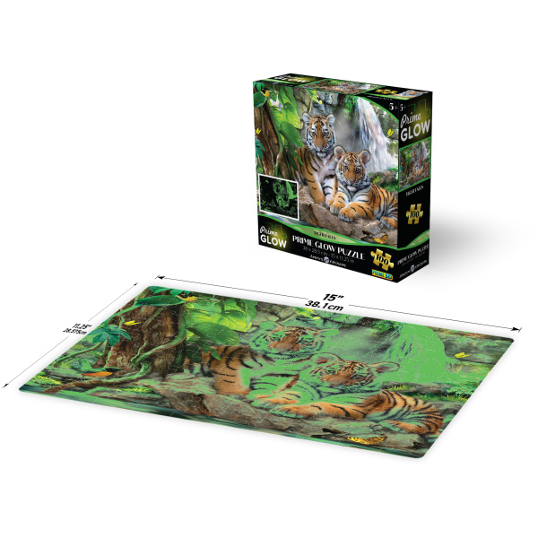 PRIME 3D Svítící PUZZLE - Tygr u vodopádu 100 dílků