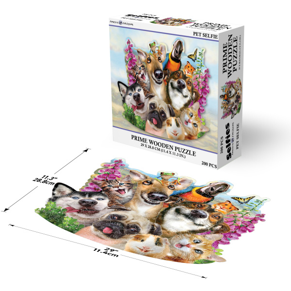 PRIME 3D Dřevěné PUZZLE - Selfie se zvířátky 200 dílků