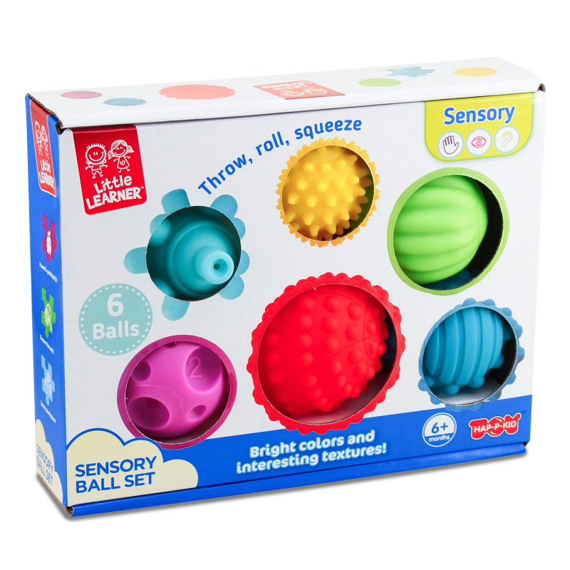Sada senzorických míčků s různými texturami a barvami - 6 ks