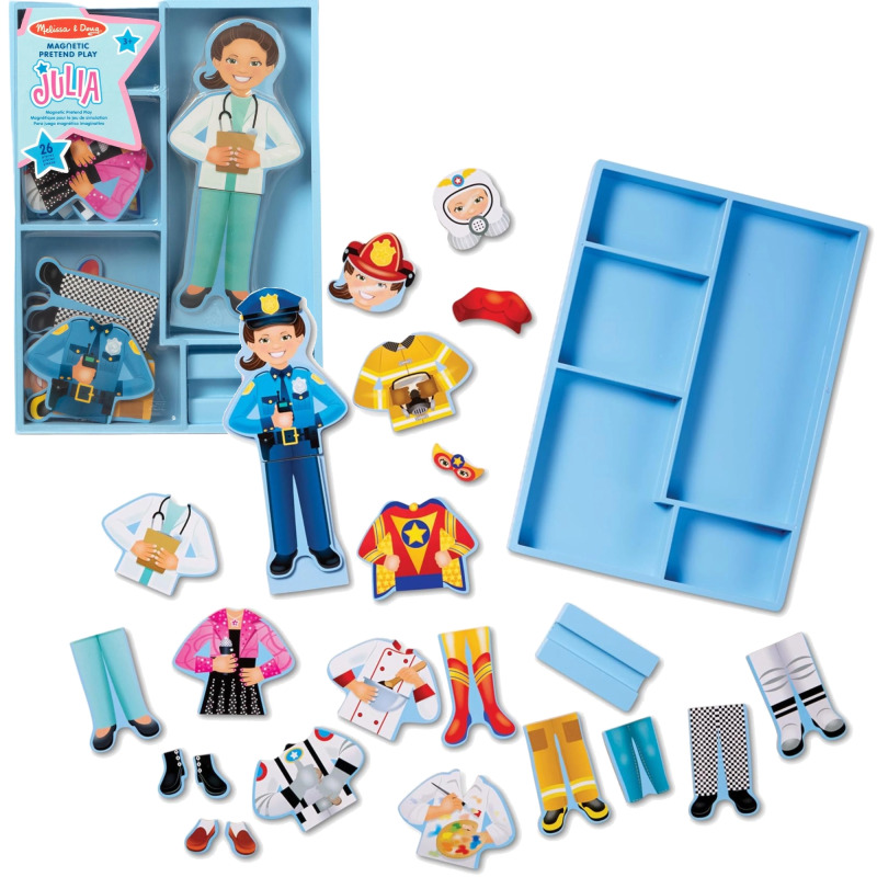 Magnetická dřevěná oblékací panenka Julia Melissa & Doug, 26 dílků