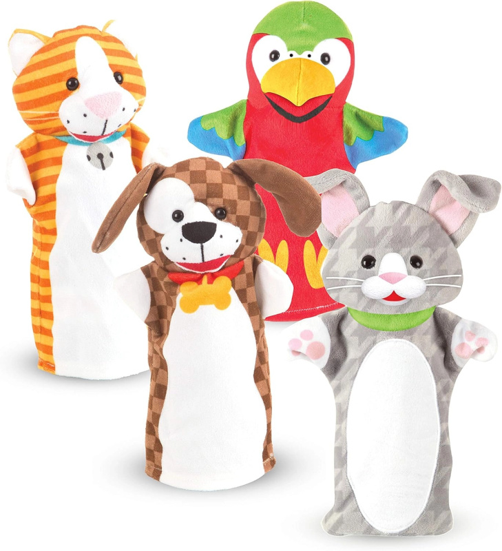 Melissa & Doug Playful Pets sada 4 maňásků domácích zvířátek