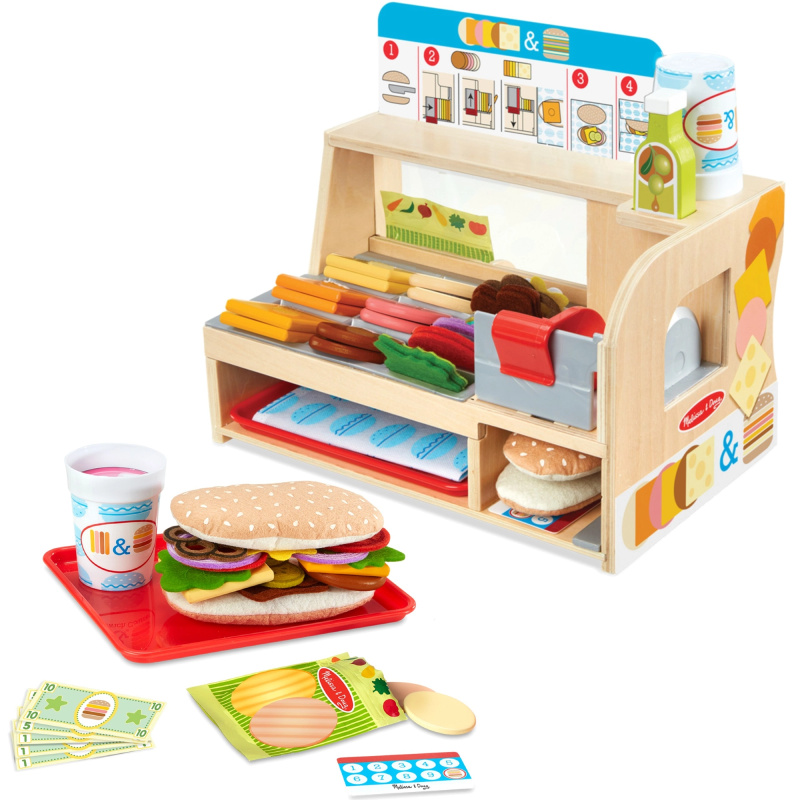 Melissa & Doug dřevěný sendvičový pult se sadou Slice & Stack (52 dílů)