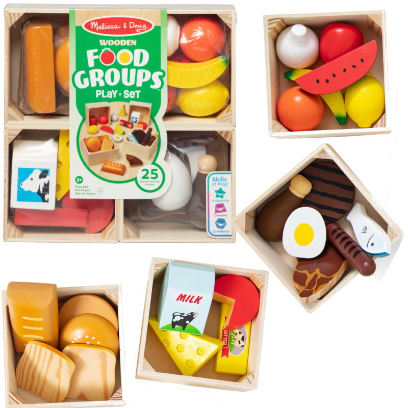 Dřevěná sada potravin FOOD GROUPS 25 ks