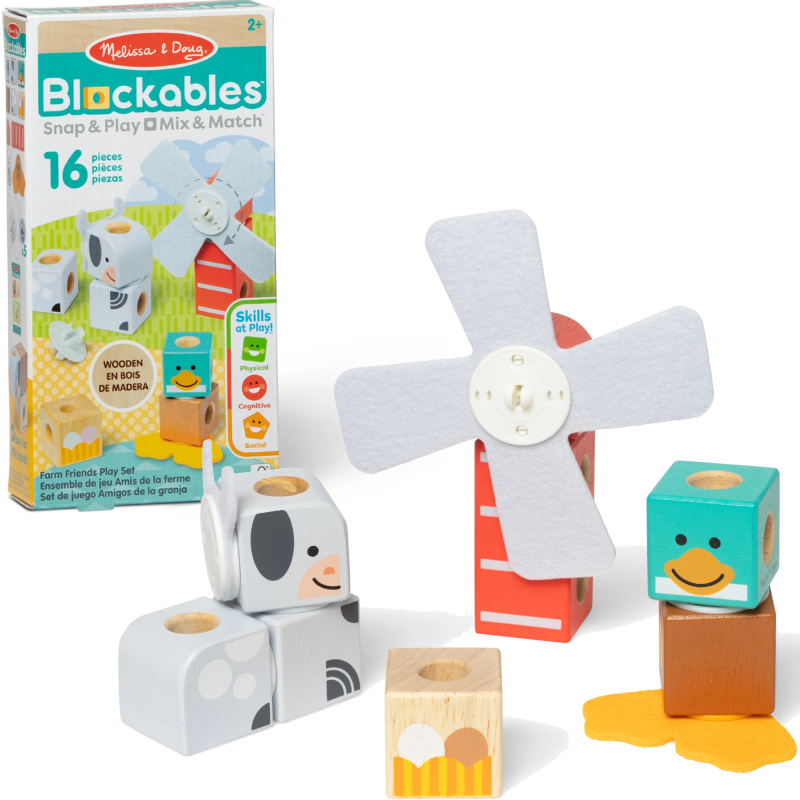 Dřevěné magnetické stavební kostky Blockables Farma 16 ks MELISSA & DOUG