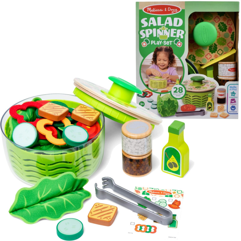 Melissa & Doug dětská sada na přípravu salátu se odstředivkou, 28 dílů