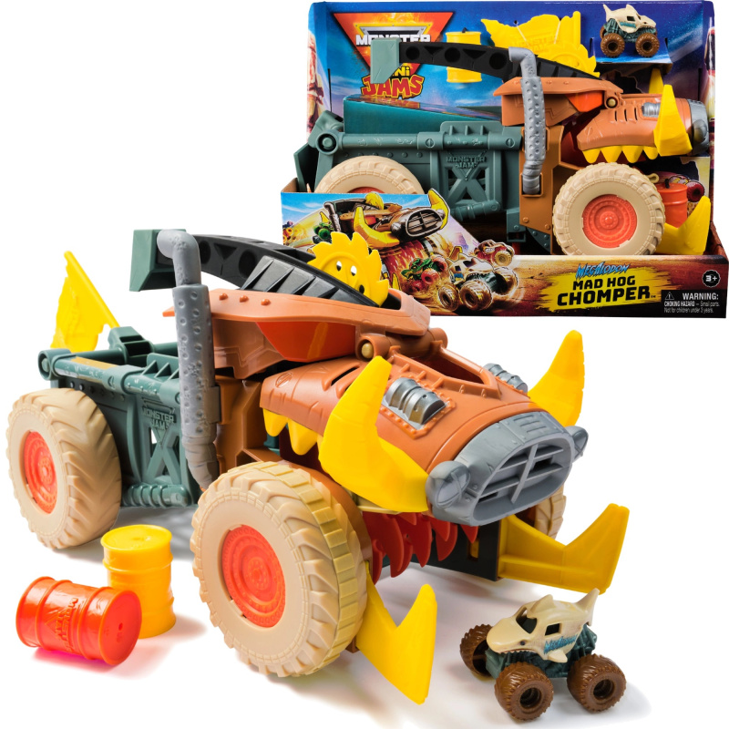 Monster Jam Mini Jams Megalodon Mad Hog Chomper set s velkým a malým autíčkem 1:87
