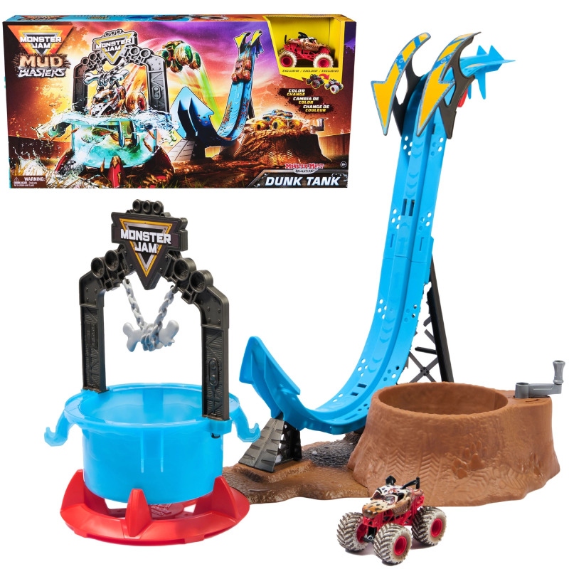 Monster Jam kaskadérská dráha Mud Blasters Monster Mutt Dalmatian s vozidlem 1:64