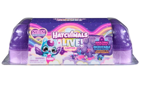 Hatchimals karton zvířátek neonová duha
