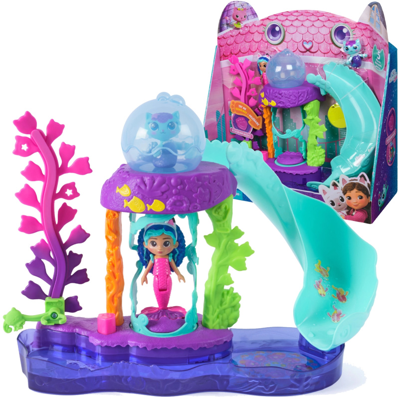 Gabby’s Dollhouse barevné akvárium – herní set s panenkou Gabi a Syrenkočkou