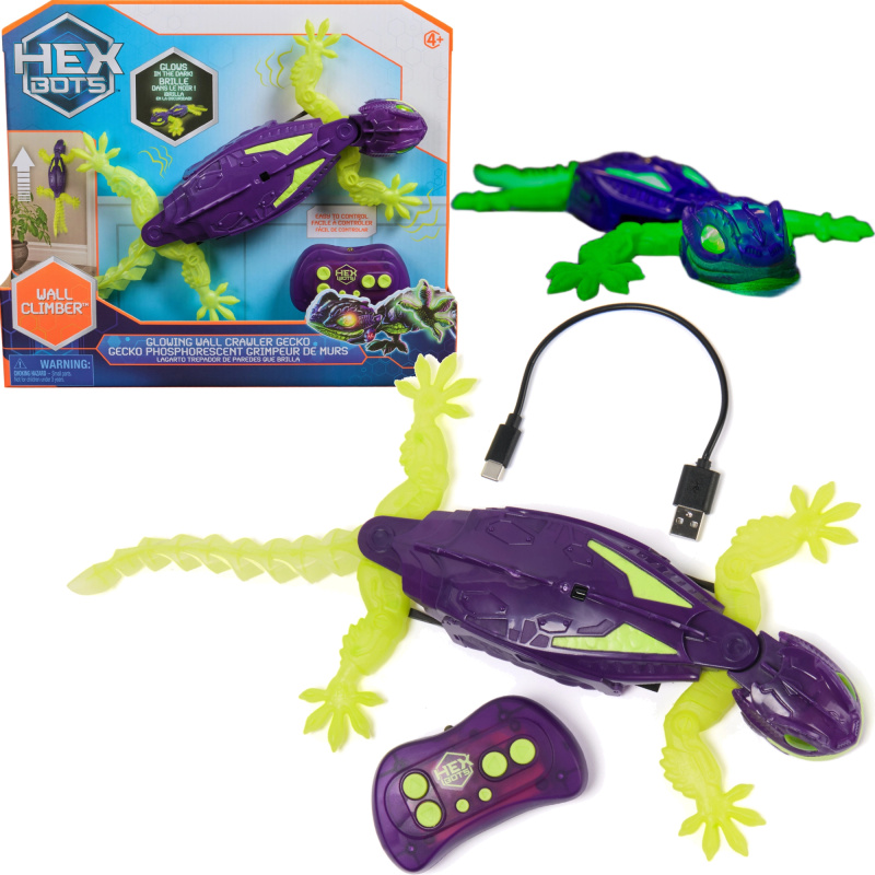 Gecko HEX BOTS dálkově ovládaný robotický gekon na zeď se svítícími efekty