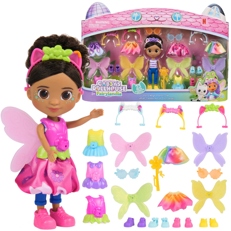 Gabby’s Dollhouse vílí panenka Gabi s oblečky a doplňky
