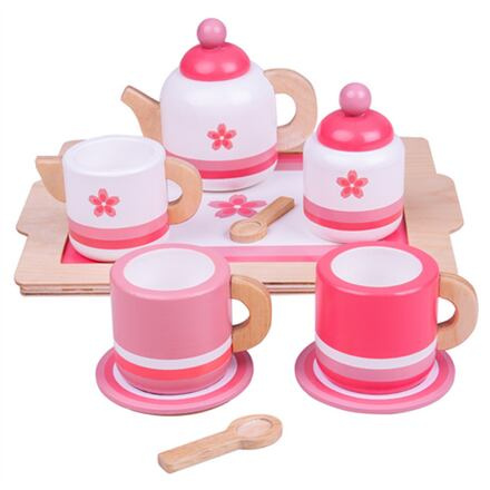 Bigjigs Toys dřevěná čajová sada růžová