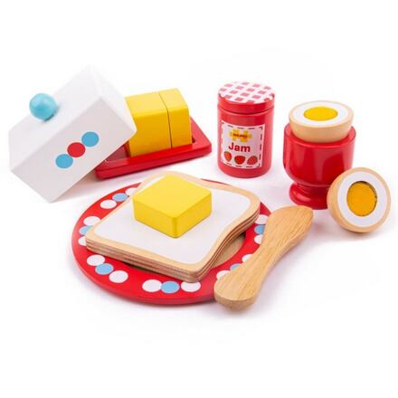 Bigjigs Toys dřevěný set snídaně s puntíky