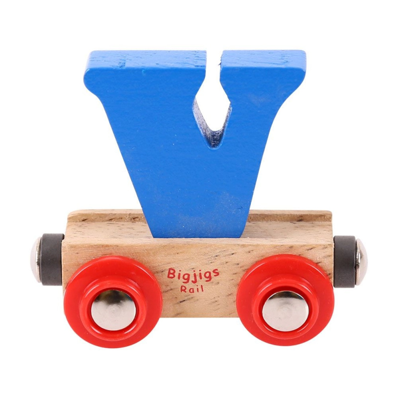 Bigjigs Rail Vagónek dřevěné vláčkodráhy - Písmeno V