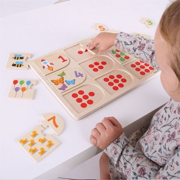 Dřevěné obrázkové počítací puzzle Bigjigs Toys