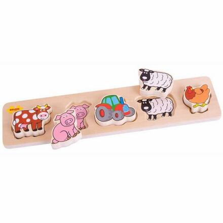 Bigjigs Baby Dřevěné vkládací puzzle farma