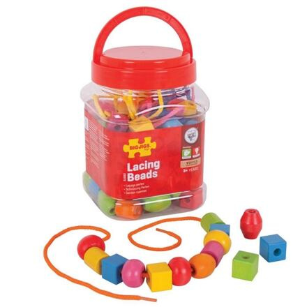 Bigjigs Toys navlékací korálky v dóze