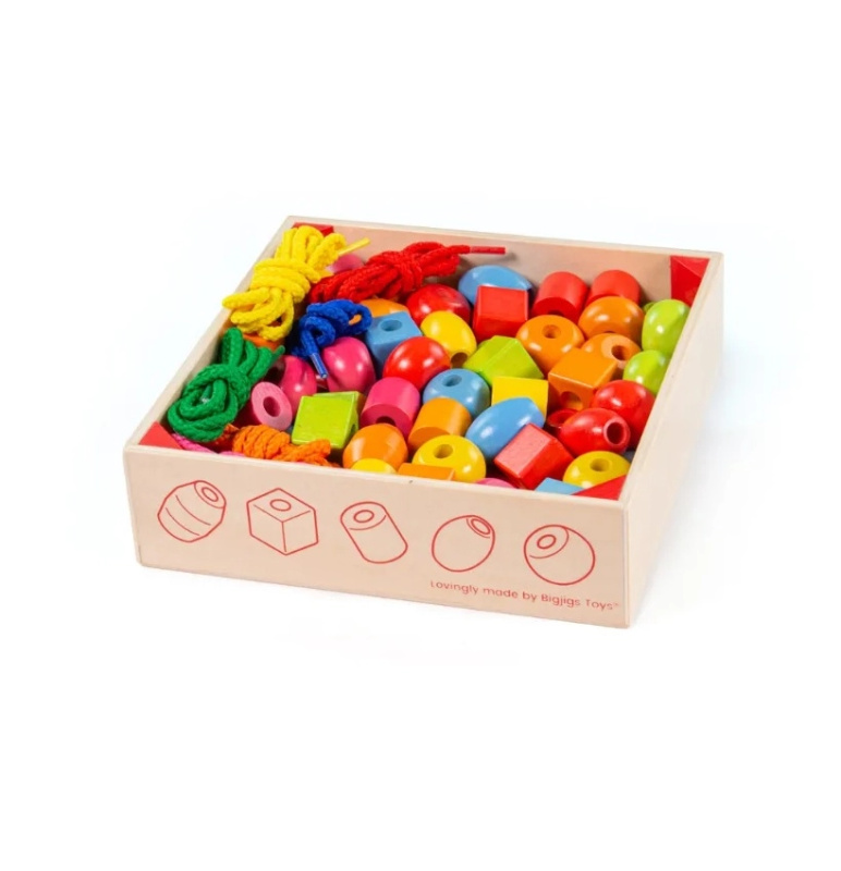 Bigjigs Toys navlékací korálky v dóze